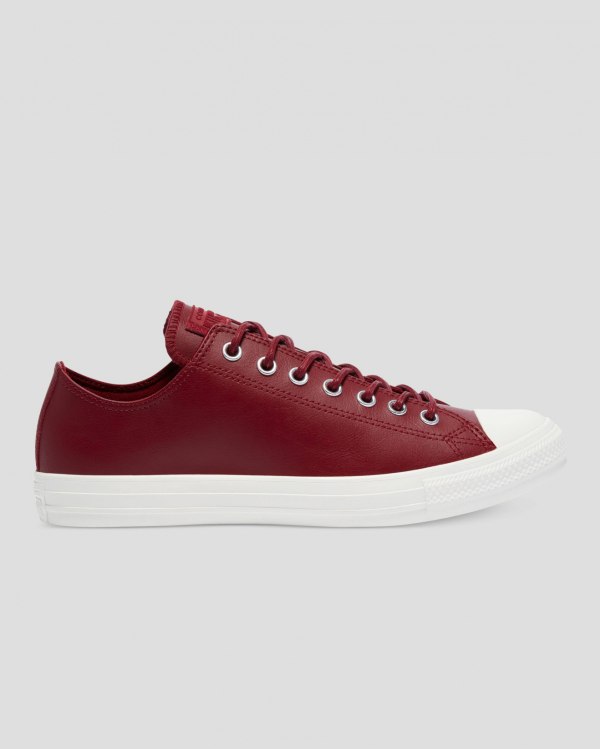 Converse Chuck Taylor All Star Seasonal Leather Bordeaux Sko Danmark - Converse Lave Sneakers Herre